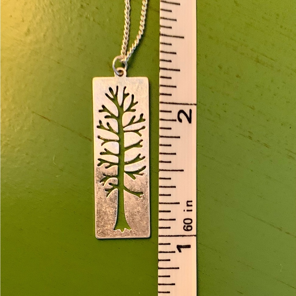 Silver Tree Charm Pendant Necklace Adjustable Chain 17-21” - Picture 5 of 5
